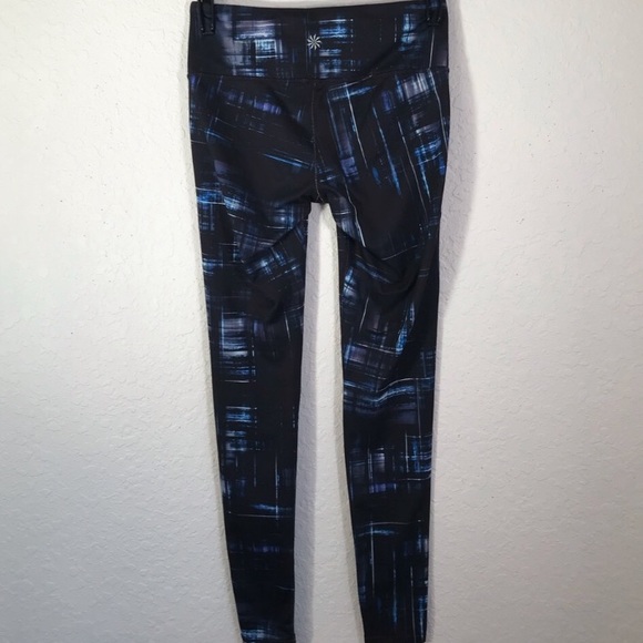 ATHLETA Blue Black CHATURANGA PLAID Full Length Yoga Leggings Sz Large L - Picture 3 of 8